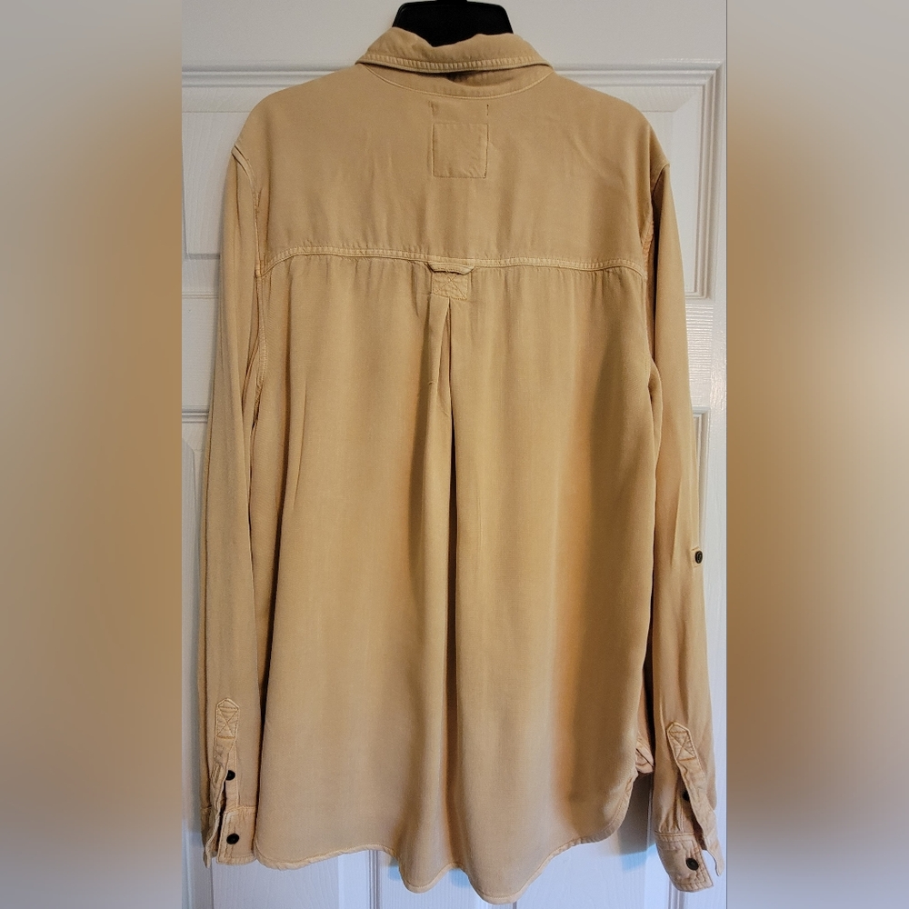 Pale mustard yellow boyfriend button up shirt - Picture 3 of 4